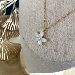 Collier doré fleur verre