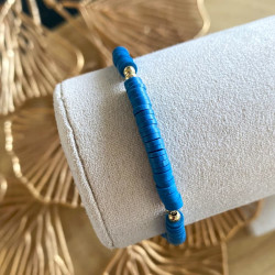Bracelet en perles heishi bleu