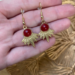 boucles d'oreilles plume rouge