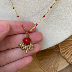collier agate rouge