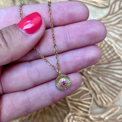 collier pendentif rose