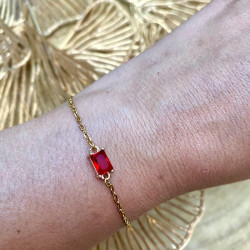 bracelet connecteur verre rouge