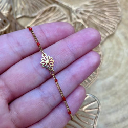 bracelet fleur rouge