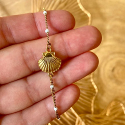 bracelet doré coquillage