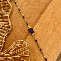 bracelet doré bleu saphir