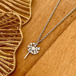 collier argenté pissenlit