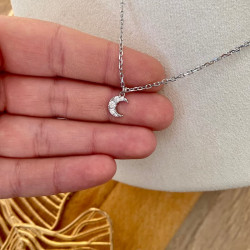 collier lune argenté