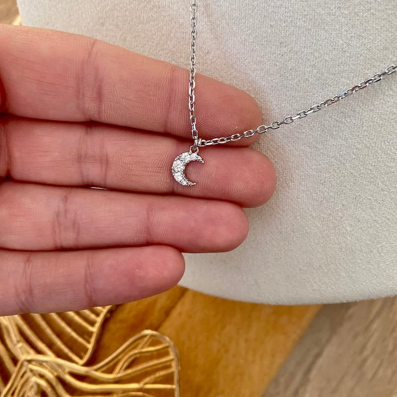 collier lune argenté