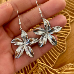 Boucles fleurs argenté