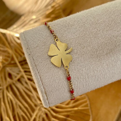 bracelet trèfle rouge