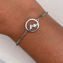 Bracelet argenté MONTAGNE vert