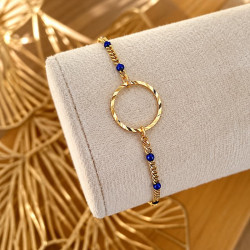 Bracelet doré CERCLE BLEU