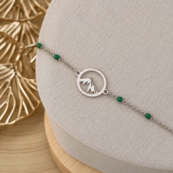 Bracelet argenté MONTAGNE vert