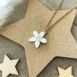 Collier doré fleur verre