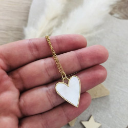 Collier doré coeur nacre