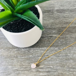 Collier doré quartz rose