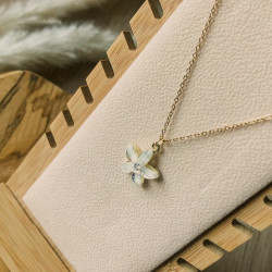 Collier doré fleur verre